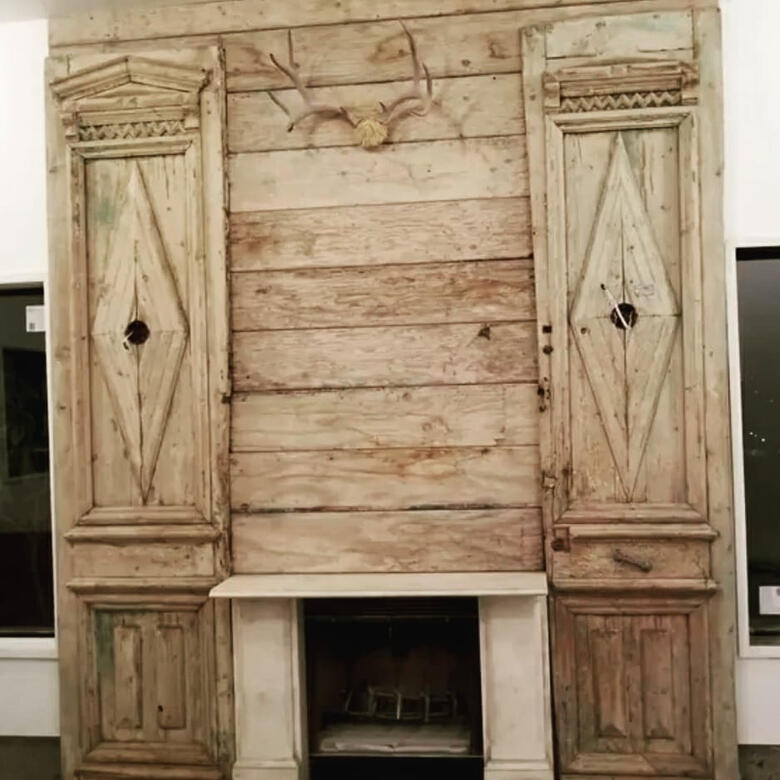 Custom Fireplace Repurposed doors